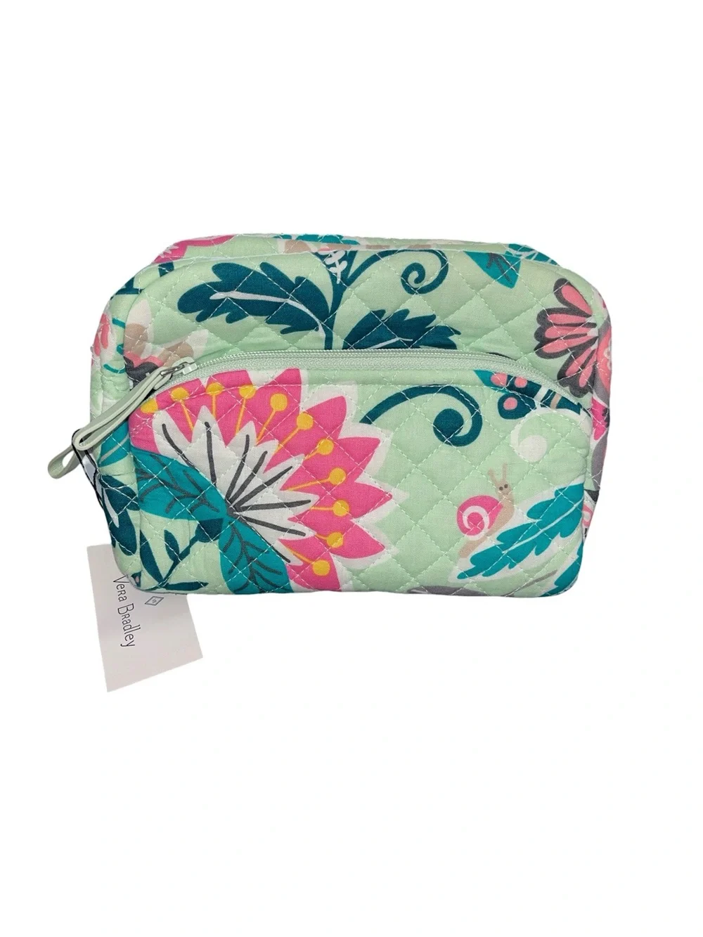 Vera Bradley Mint Floral Quilted Cosmetic Bag